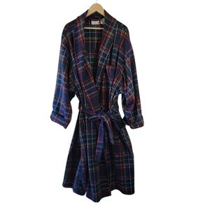 Kathy Ireland Plus Sz Fleece Teddy Robe 4X Tie Waist Pocket Blue Red Plaid Cozy